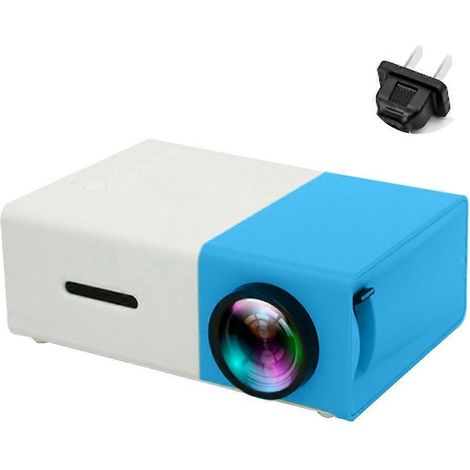 800 Lumen, 80-Zoll-Leinwand, tragbarer Mini-Filmprojektor (1080p), australischer Stecker, blau-weiß