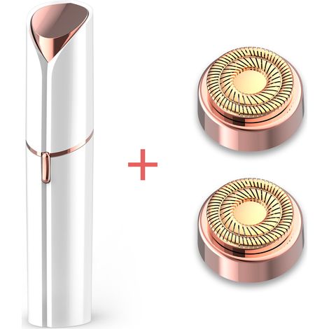 Épilateur visage pour femmes (blanc) avec deux têtes de rechange, rasoir silencieux et lavable, rasoir visage indolore, pour les lèvres et le visage-AquaForge (1/5)