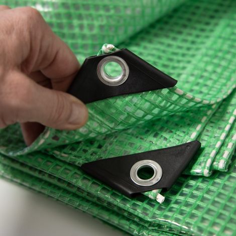 Toile multiusage avec Oeillets imperméable Leno 240 g/m² Vert / Transparent 3 x 5 m (1/3)