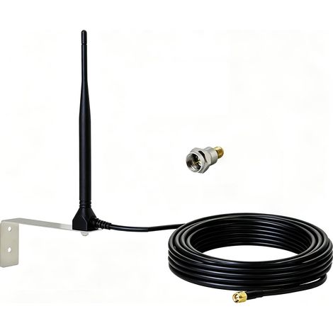 Antenne ronde 433 MHz pour porte de garage - 3 dBi - Avec câble RG58 de 3 m de connecteur SMA - Support mural - Avec adaptateur SMA femelle vers fiche F (1/5)
