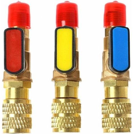 Vanne à Boisseau Sphérique de Réfrigérant de Climatisation, Adaptateur de Vanne à Boisseau Sphérique D'arrêt Droit pour Tuyaux de Charge R22 R410A Outils de Réfrigérant de Climatisation (1/4)