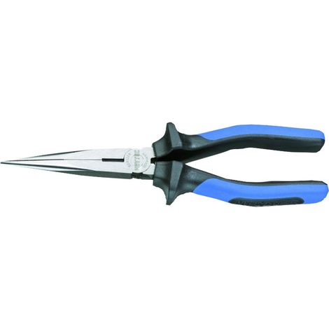 Pince à becs demi-rondes droits, Argent/noir/bleu, 200 mm (1/2)