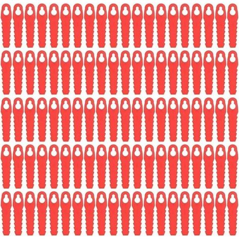 Lames De Rechange en Plastique, 100 Pièces pour Tondeuse à Gazon De Cour, Lames De Tête De Coupe De Rechange, 85Mm, Accessoires De Tondeuse à Gazon De Jardin (Rouge) (1/5)