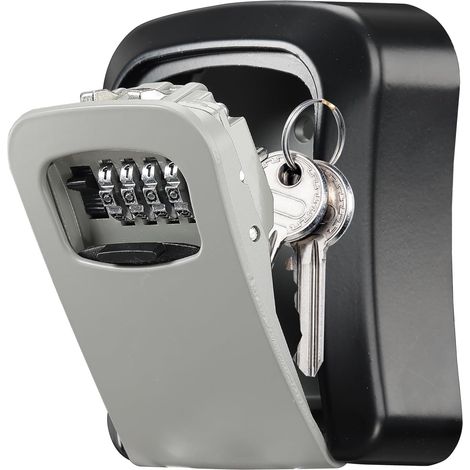 Key Safe Wall Mounted, Key Lock Box Outdoor 4 Digit Combination, Secure Key Storage Cabinet with Free Fixing Kit for Home, Office, Outdoor (1/5)