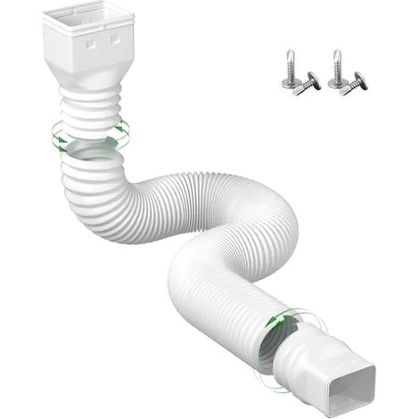 Gouttière et Descente – Rallonge de gouttière réglable 21–60 pouces, résistante aux UV, installation facile, protège les fondations, protection durable contre les eaux de pluie, blanc (1/5)