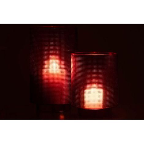 Photophore en Verre "Quadrille" 22cm Rouge (1/5)
