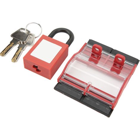 Kit de verrouillage de sécurité transparent pour disjoncteur 4P 25 mm en nylon avec couvercle de protection et cadenas (1/5)
