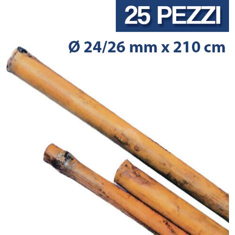 25PZ TUTORE CANNA BAMBOO SOSTEGNO PIANTE ORTAGGI H CM 210 D.MM 24/26 (24487/25)