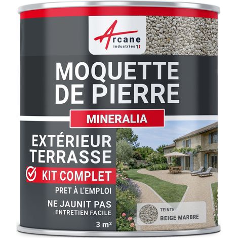 Kit moquette de pierre extérieur terrasse - Résistant UV & drainant - 3 m² Beige Marbre - ARCANE INDUSTRIES (1/5)