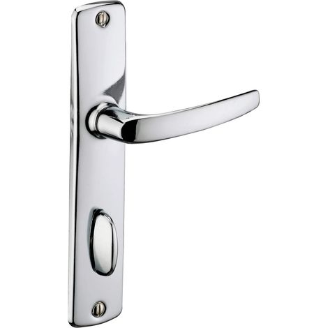 1 - Poignée De Porte - Condamnation À Clé - Acier Embouti - Pour Salle De Bain Et Toilette - Chromé - 165x7 cm