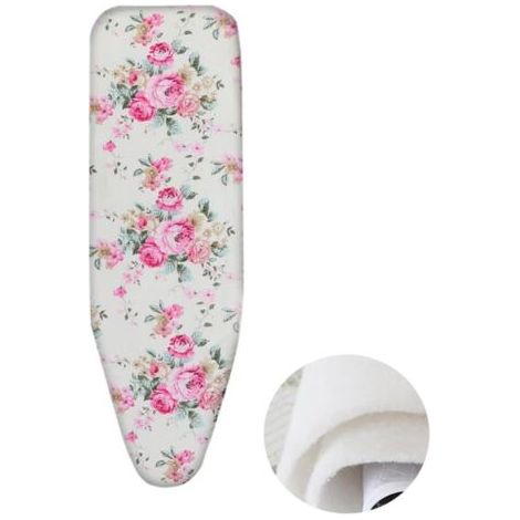 Housse et tapis de table à repasser, housse de rechange pour table à repasser, housse anti-brûlure avec bord élastique (110 x 33 cm) - rose (1/3)