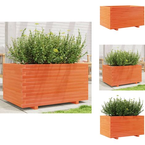 Jardinière cire marron 90x60x49,5 cm bois de pin massif - Jardinier - Pot De Fleurs - Bac À Plantation - Extérieur - Terrasse (1/5)