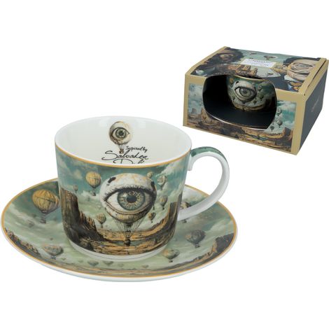 Tasse mit Untertasse für Kaffee und Tee, Salvador-Dali-Porzellan, Geschenk (1/5)