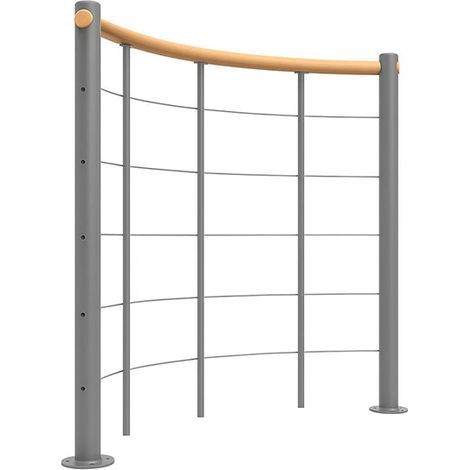 Rundes Brüstungsgeländer - Grau - Thermolackierter Stahl - Länge 1m - Handlauf aus Holz - Ø160cm - RE-U-SLM-GH-160