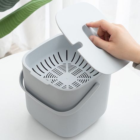 Poubelle de cuisine de 6,5 L pour déchets organiques. Composteur de cuisine pour les déchets organiques quotidiens. Compatible lave-vaisselle. Anti-odeurs. Filtre amovible. Petite poubelle à déchets o (1/4)