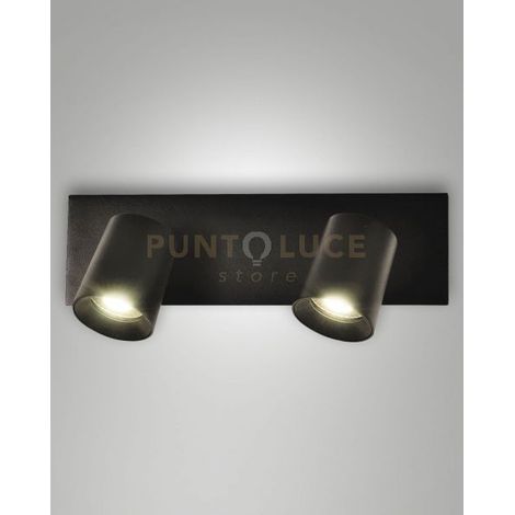 MODO  SPOT NERO 2 LUCI ALLUMINIO SPAZZOLATO ORIENTABILE  ATTACCO GU10 IP20