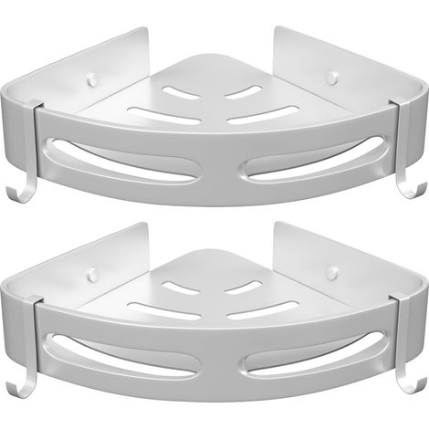 2-teiliges Duschregal aus Aluminium, kein Bohren erforderlich, Badezimmerzubehör, Eckregal, keine Löcher erforderlich, Badezimmerzubehör, Duschorganizer, kein Bohren erforderlich - Wandmontiertes Dusc (1/5)