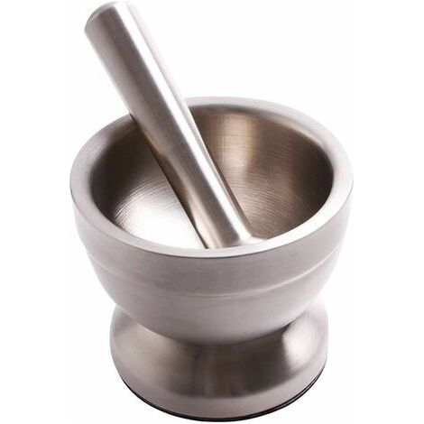 Mortier Avec Pilon - En Acier Inoxydable - Pour Écraser Épices Et Herbes Fraîches - 1 Pièce (1/5)