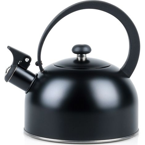 Bouilloire en acier noir avec sifflement pour faire bouillir de l'eau sur la cuisinière 2 L (1/5)