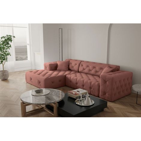 Ecksofa Designersofa CHANTAL in Stoff Opera Velvet Koralle Ottomane Links (1/5)