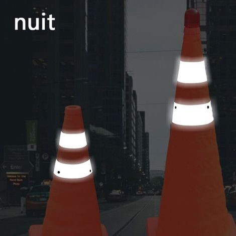 Cône Signalisation Pliable LED 40cm, Cercles Réfléchissants pour Stationnement et Conduite Sécurité (1/4)