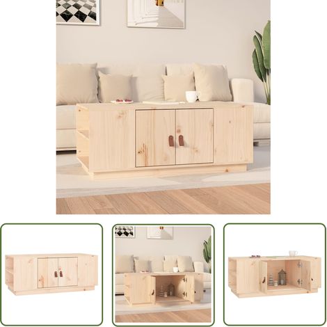 The Living Store Table basse 100x50x41 cm Bois massif de pin - Table Basse Design - Table Basse Bois Massif - Meuble Salon - Table D'appoint - Table Centre (1/5)