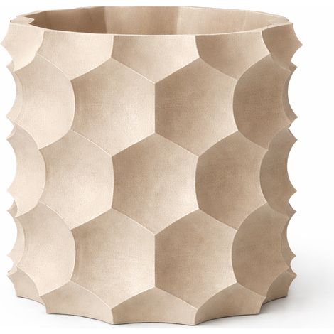 Pot de fleurs géométrique beige 3D, objet décoratif moderne pour plantes (1/3)