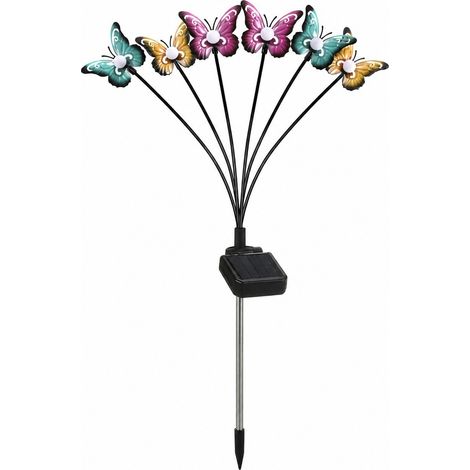 Lampe solaire papillon à piquer, papillon dansant coloré en fer forgé, décoration de jardin.