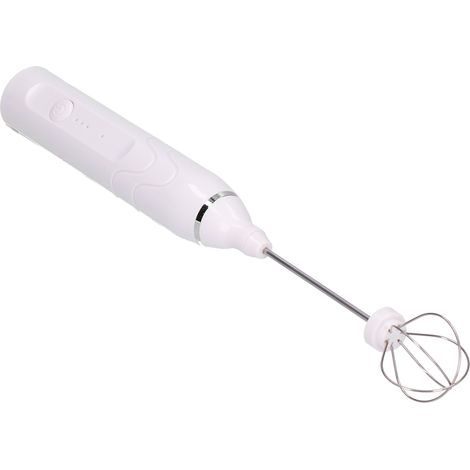 Mousseur à lait portatif à 3 vitesses, batteur à œufs portatif, mixeur multifonctionnel, rechargeable par USB, blanc. (1/5)