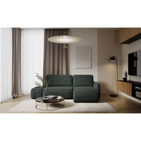 Ecksofa mit Schlaffunktion Sofa LUKA in Stoff Cremona Anthrazit Ottomane Rechts (1/4)
