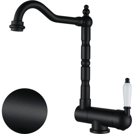 Black Kitchen Faucet, Brass Foldable Kitchen Faucet with 360° Swivel Spout Folding Sink Taps in Front of Window (1/5)