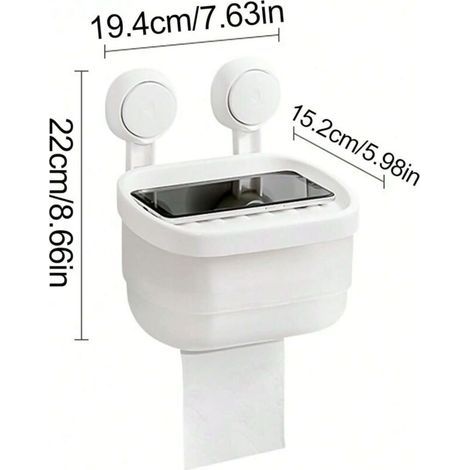 Boîte de rangement murale en tissu, tiroir à papier, sans perforation, rouleau de papier, étiquette, convient pour la maison et le bureau, blanc