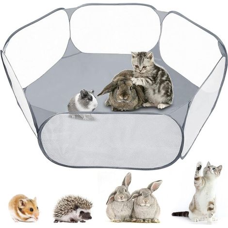Small Animal Playpen, Foldable Portable Pet Exercise Tent Cage Tent for Guinea Pigs, Rabbits, Hamsters, Chinchillas, Hedgehogs (Black) (1/5)