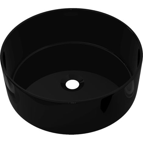 Lavabo tondo 40x15 cm lavabo bagno ceramica nero 020002541