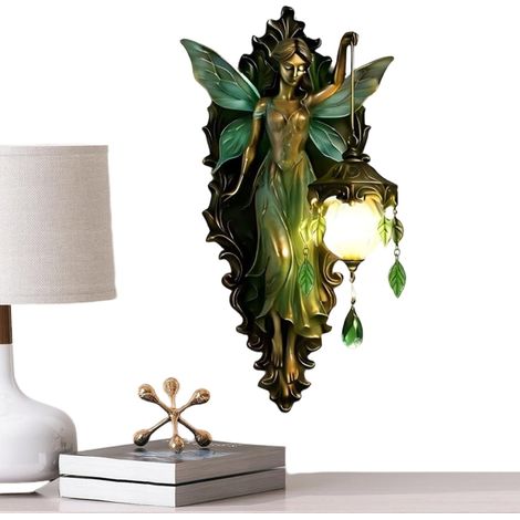Applique murale à l'ambiance rétro, veilleuse en forme d'ailes de fée, luminaire décoratif créant une atmosphère douce et onirique pour la chambre, le salon, le bureau ou la chambre d'enfant (19 cm) (1/5)