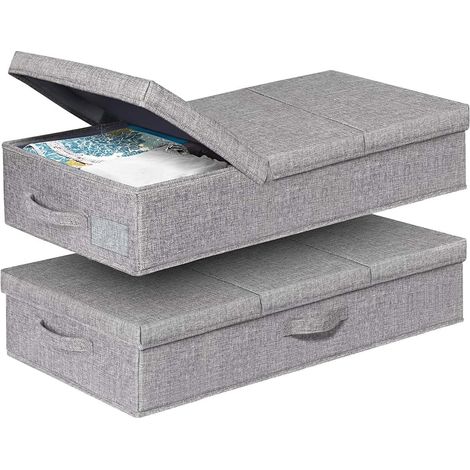 Sac de rangement sous le lit avec couvercle et poignées renforcées, boîte pliable gain de place pour couvertures, oreillers, couettes, linge de lit et vêtements saisonniers (1/5)
