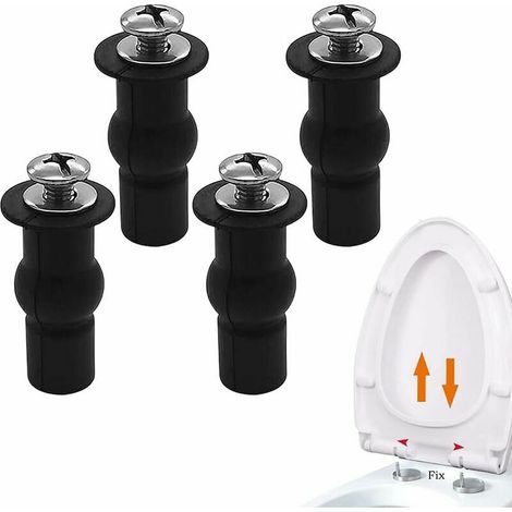 Fixations WC Abattant,4PCS Cheval Fixations WC Abattant Charnières,Extensible Caoutchouc Vis est utilisé pour installer et connecter la plupart des abattants WC,Superma (1/5)