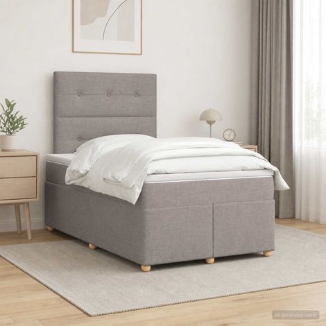vidaXL Lit boxspring avec matelas Taupe 120 x 190 cm Tissu (1/5)