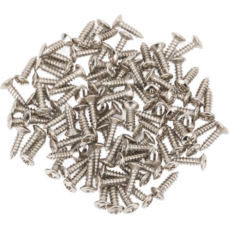 100 vis de plaque de protection guitare, vis de fixation métalliques argent pour guitare électrique et basse, accessoires de montage, lot de 100 pièces (1/5)