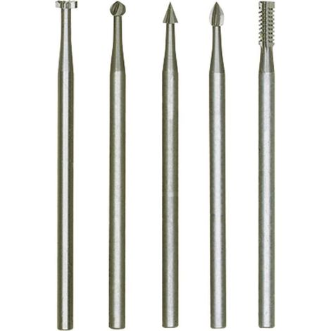 Proxxon – Set de 5 fraises en acier tungstène-vanadium – Tige Ø 2,35mm – Pour fraisage précis du bois dur et tendre, métaux non ferreux, plastique - C58597 (1/4)