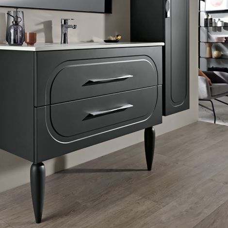 Mobile bagno specchio 100 cm - Antracite Opaco - 2 cassetti - CASPIO (1/5)