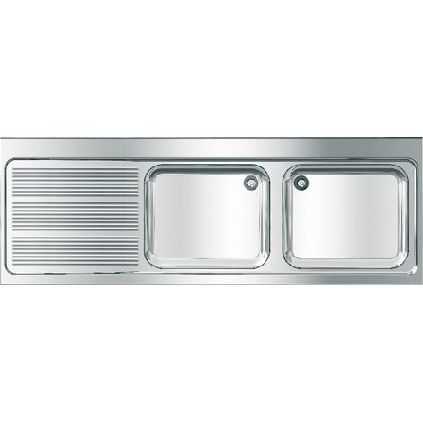 KWC AR Gewerbespüle, MAXIMA, Edelstahl,  2 Becken, 2000x432x700 mm, Tropfteil li