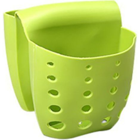 Set di 1 porta spugna per lavello, con foro di scarico, organizer multifunzionale per spazzola e sapone, per cucina, verde (1/5)