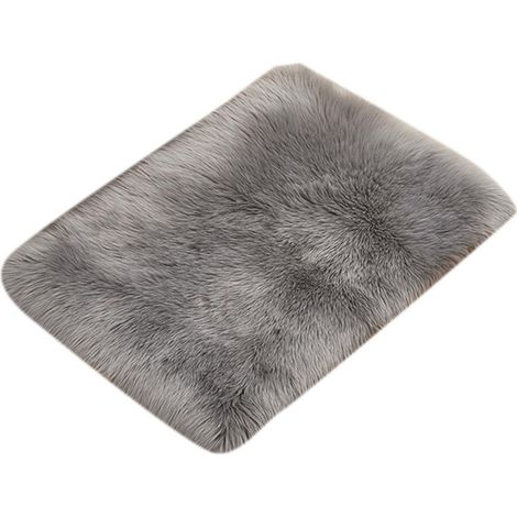 Tapis shaggy moelleux et moderne, antidérapant, pour chambre à coucher - Gris 40 x 60 cm (1/2)