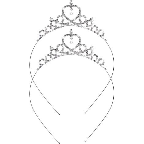 Couronne De Mariée - Couronne En Cristal Avec Détail Cœur - Pour Fille Et Femme - Circonférence 36 Cm - Accessoire De Cheveux Pour Mariage Et Célébration - 1 Pièce (1/5)