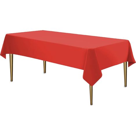 Nappes rougesNappes jetables en plastique pour tables rectangulaires (paquet de 12)Nappes en plastique de qualité supérieure pour fêtes, extérieur 137,16 cm x 274,32 cm