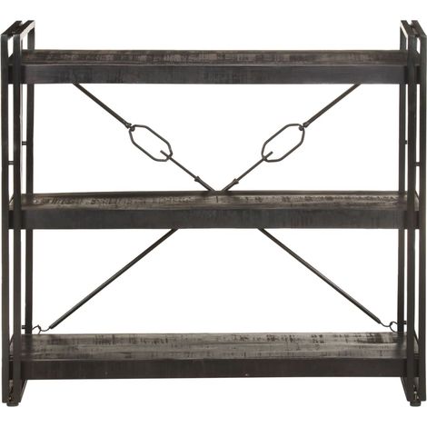 Libreria a 3 Ripiani 90x30x80cm Nero in Legno Massello di Mango vidaXL
