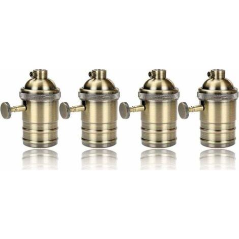 Pair 4-teiliger Edison Vintage E27 Lampenfassung-Adapter mit Schalter, Retro-Vintage-Kronleuchter, kabellos, Antikmessing