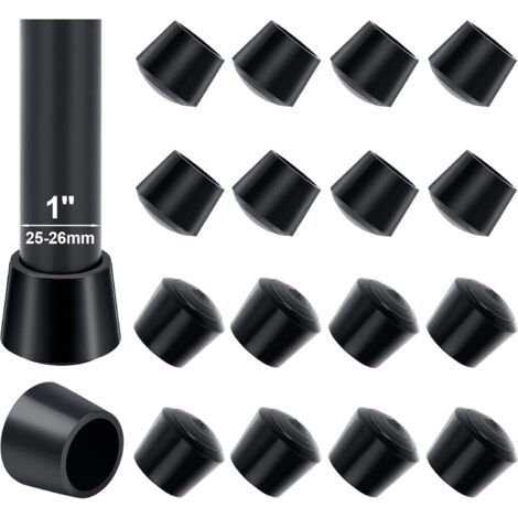 Embout De Chaise, 16pcs 25-26mm Embout Pied De Chaise Caoutchouc Embout Caoutchouc Chaise 25mm Diamètre Intérieur, pour Protéger Les Pieds de Table Éviter Les Rayures au Sol, Noir (1/5)