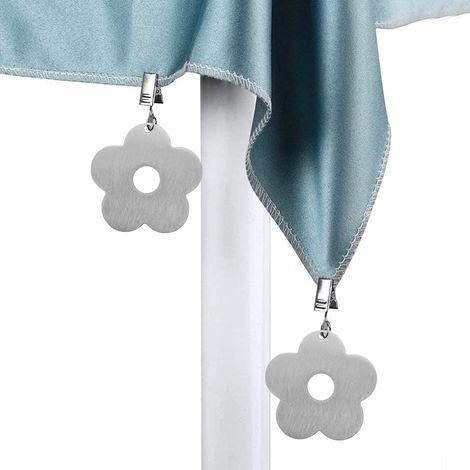 (Argent -65 x 65 cm) Lot de 8 nappes en - Poids la nappe d'extérieur Pince à imperméable Fleurs résistantes 6,5 cm Acier Inoxydable Argent (1/5)
